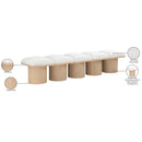 Meridian Pavilion Cream Boucle Fabric Bench IMAGE 7