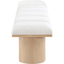 Meridian Pavilion Cream Boucle Fabric Bench IMAGE 4