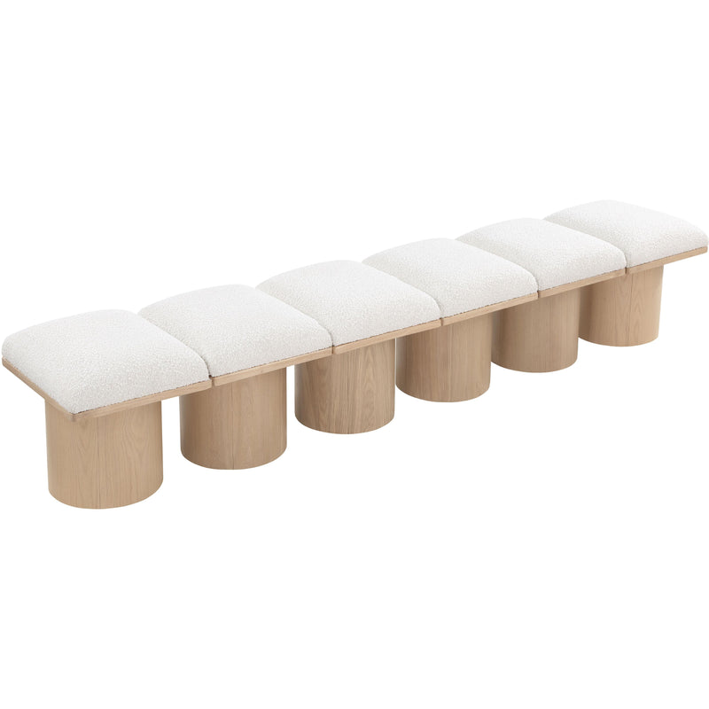 Meridian Pavilion Cream Boucle Fabric Bench IMAGE 5