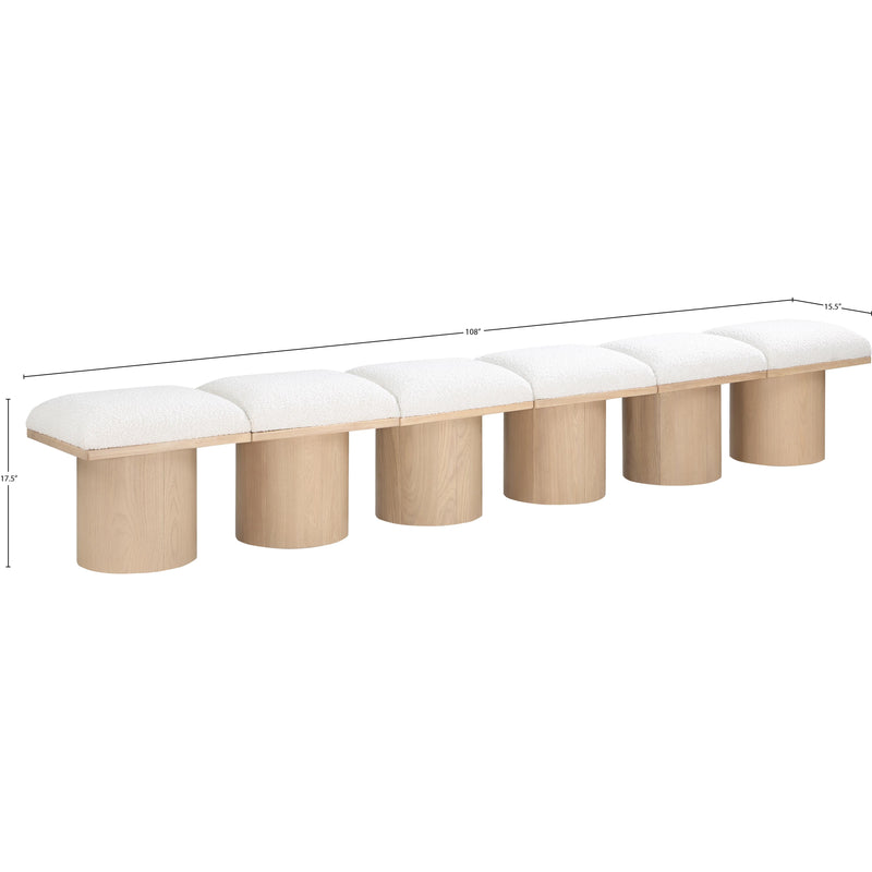 Meridian Pavilion Cream Boucle Fabric Bench IMAGE 7