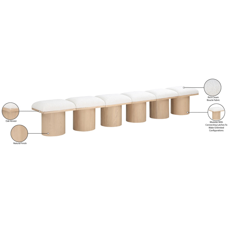 Meridian Pavilion Cream Boucle Fabric Bench IMAGE 8