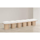 Meridian Pavilion Cream Boucle Fabric Bench IMAGE 2