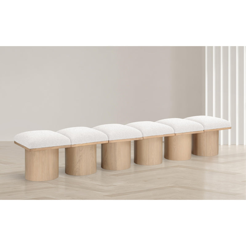 Meridian Pavilion Cream Boucle Fabric Bench IMAGE 2