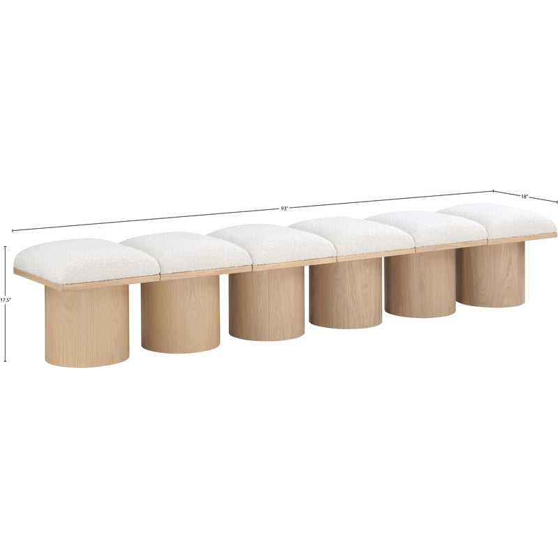 Meridian Pavilion Cream Boucle Fabric Bench IMAGE 6
