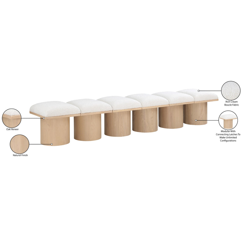 Meridian Pavilion Cream Boucle Fabric Bench IMAGE 7