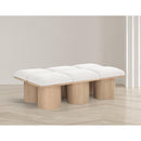 Meridian Pavilion Cream Boucle Fabric Bench IMAGE 2