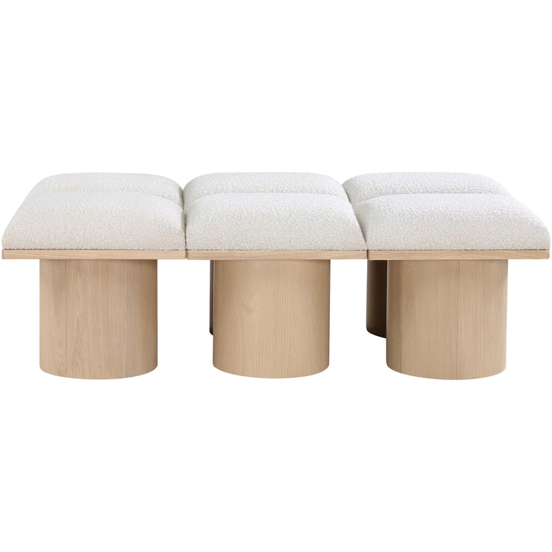 Meridian Pavilion Cream Boucle Fabric Bench IMAGE 3