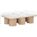 Meridian Pavilion Cream Boucle Fabric Bench IMAGE 6