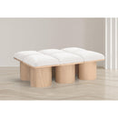 Meridian Pavilion Cream Boucle Fabric Bench IMAGE 2