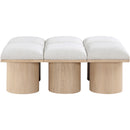 Meridian Pavilion Cream Boucle Fabric Bench IMAGE 3