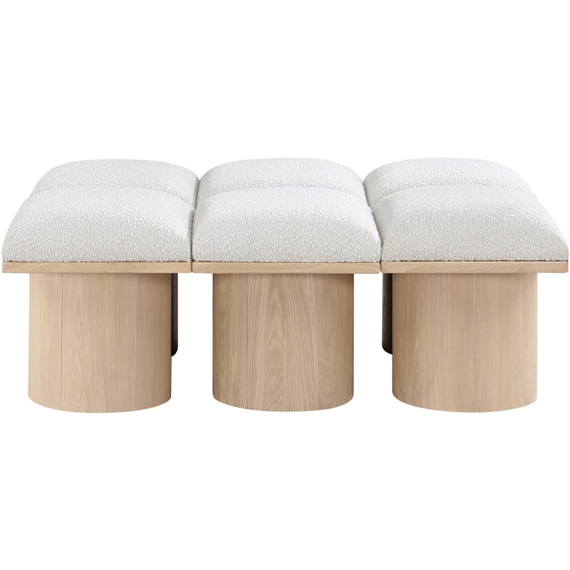 Meridian Pavilion Cream Boucle Fabric Bench IMAGE 3