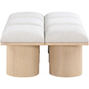 Meridian Pavilion Cream Boucle Fabric Bench IMAGE 4