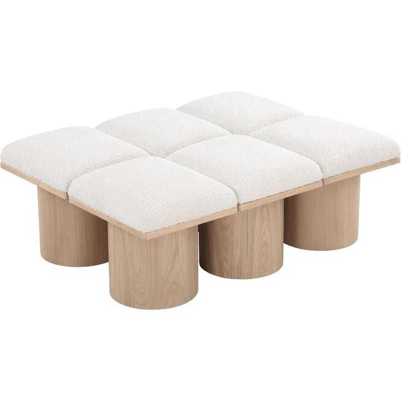 Meridian Pavilion Cream Boucle Fabric Bench IMAGE 5