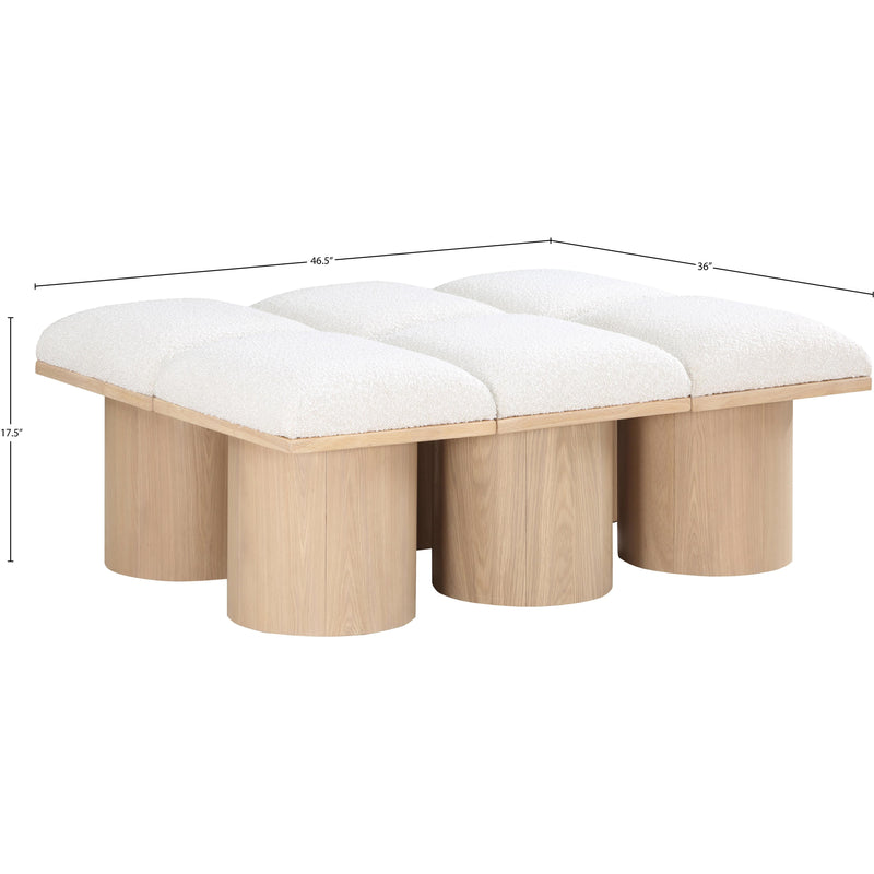 Meridian Pavilion Cream Boucle Fabric Bench IMAGE 7