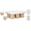 Meridian Pavilion Cream Boucle Fabric Bench IMAGE 8