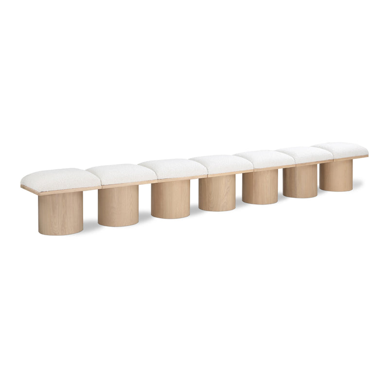 Meridian Pavilion Cream Boucle Fabric Bench IMAGE 1