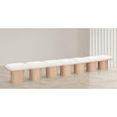 Meridian Pavilion Cream Boucle Fabric Bench IMAGE 2