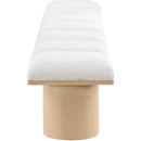Meridian Pavilion Cream Boucle Fabric Bench IMAGE 4