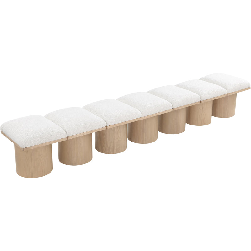 Meridian Pavilion Cream Boucle Fabric Bench IMAGE 5