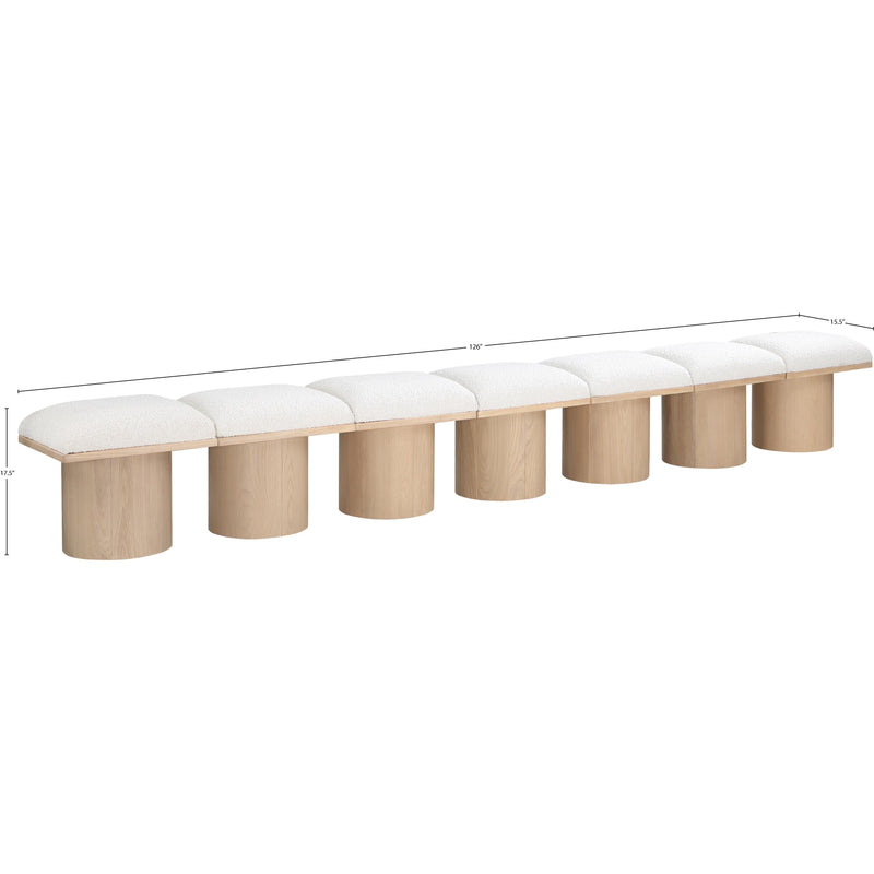 Meridian Pavilion Cream Boucle Fabric Bench IMAGE 7