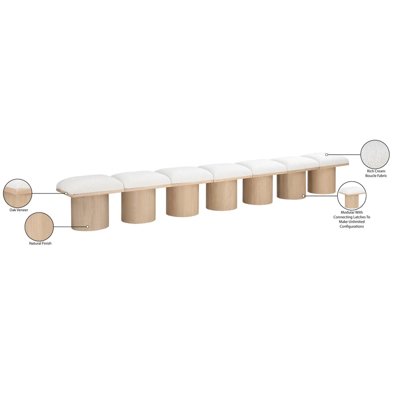 Meridian Pavilion Cream Boucle Fabric Bench IMAGE 8