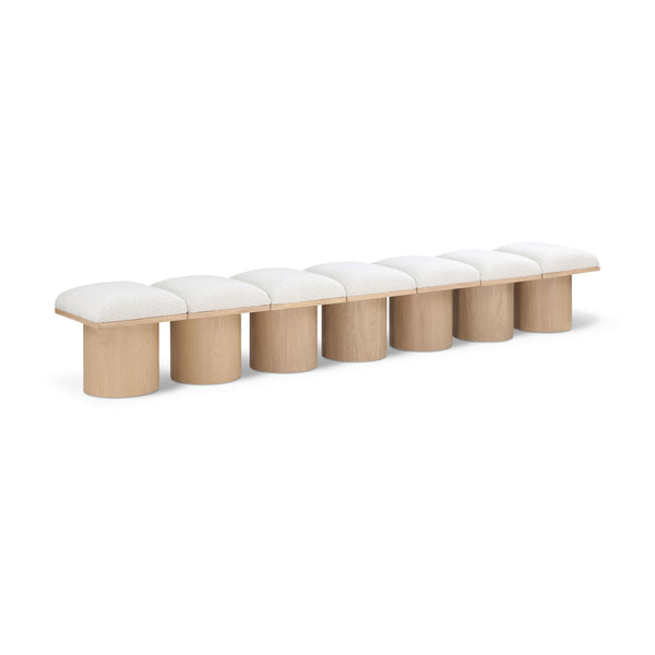 Meridian Pavilion Cream Boucle Fabric Bench IMAGE 1