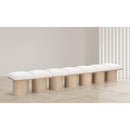 Meridian Pavilion Cream Boucle Fabric Bench IMAGE 2