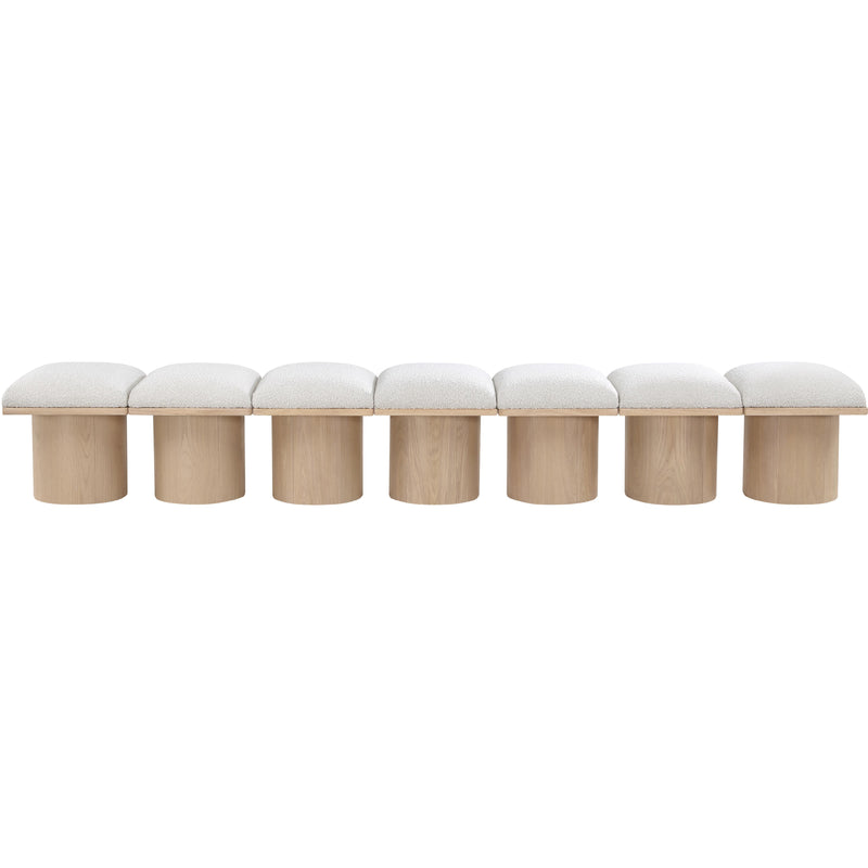 Meridian Pavilion Cream Boucle Fabric Bench IMAGE 3