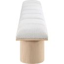 Meridian Pavilion Cream Boucle Fabric Bench IMAGE 4
