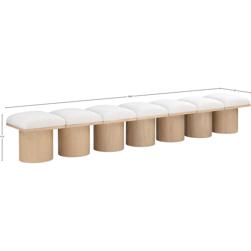 Meridian Pavilion Cream Boucle Fabric Bench IMAGE 6