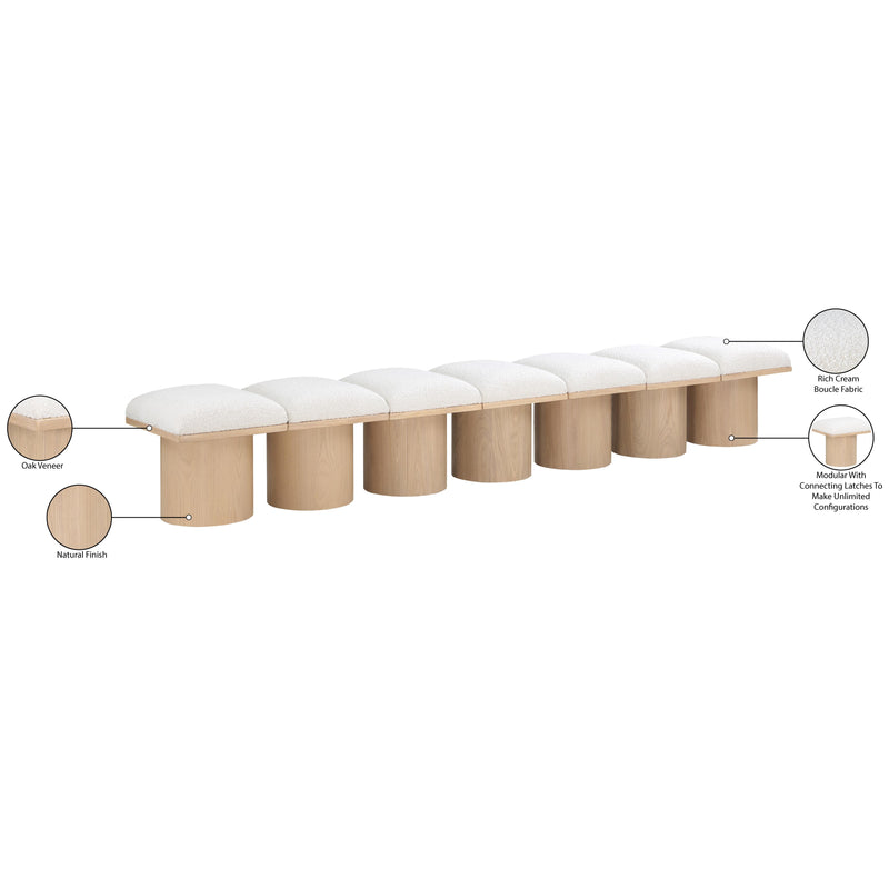 Meridian Pavilion Cream Boucle Fabric Bench IMAGE 7