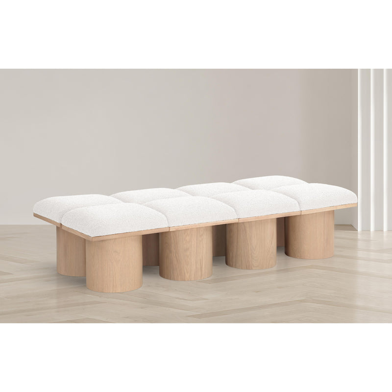 Meridian Pavilion Cream Boucle Fabric Bench IMAGE 2