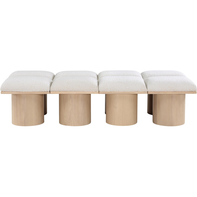 Meridian Pavilion Cream Boucle Fabric Bench IMAGE 3