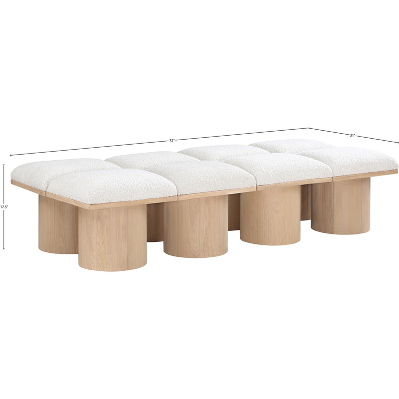 Meridian Pavilion Cream Boucle Fabric Bench IMAGE 6