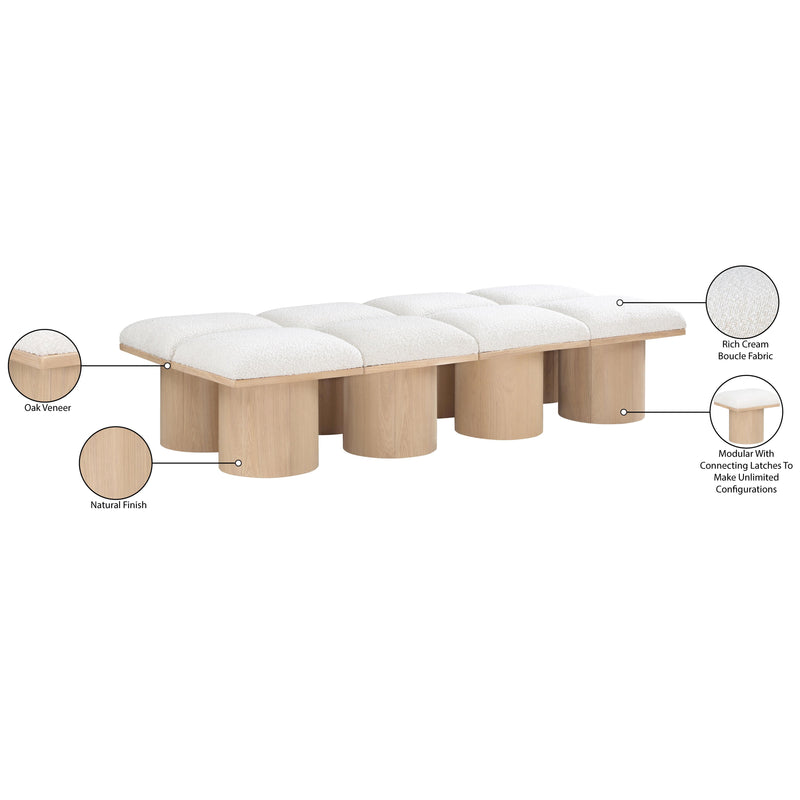 Meridian Pavilion Cream Boucle Fabric Bench IMAGE 7
