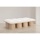 Meridian Pavilion Cream Boucle Fabric Bench IMAGE 2