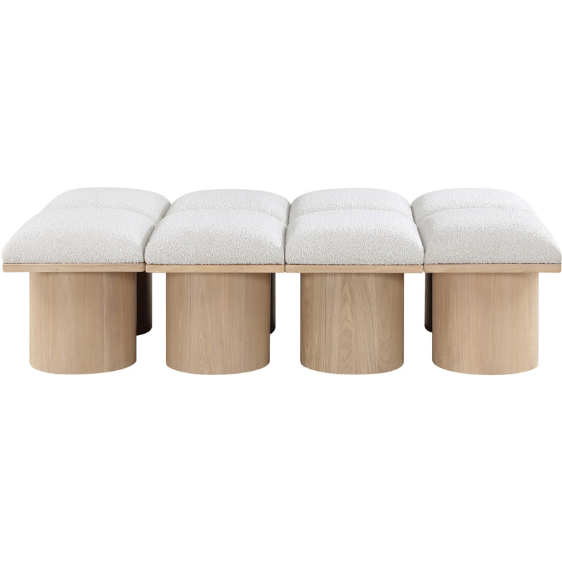 Meridian Pavilion Cream Boucle Fabric Bench IMAGE 3