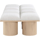 Meridian Pavilion Cream Boucle Fabric Bench IMAGE 4