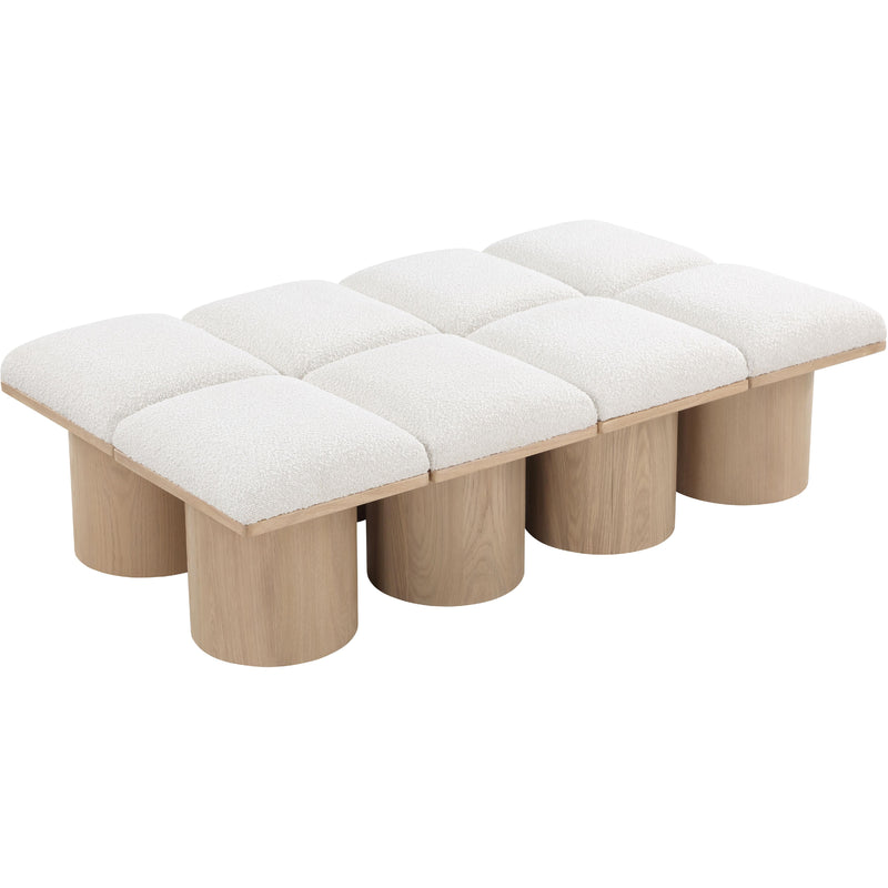 Meridian Pavilion Cream Boucle Fabric Bench IMAGE 5
