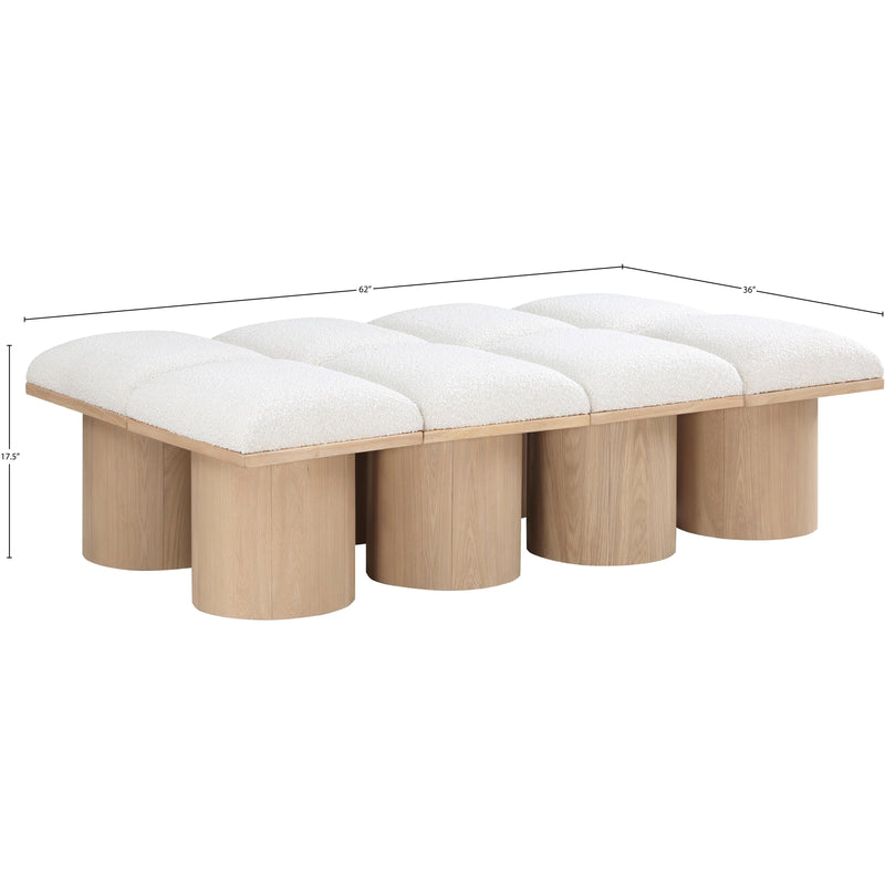 Meridian Pavilion Cream Boucle Fabric Bench IMAGE 7