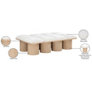 Meridian Pavilion Cream Boucle Fabric Bench IMAGE 8