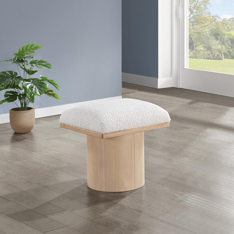 Meridian Pavilion Cream Boucle Fabric Bench/Stool IMAGE 2