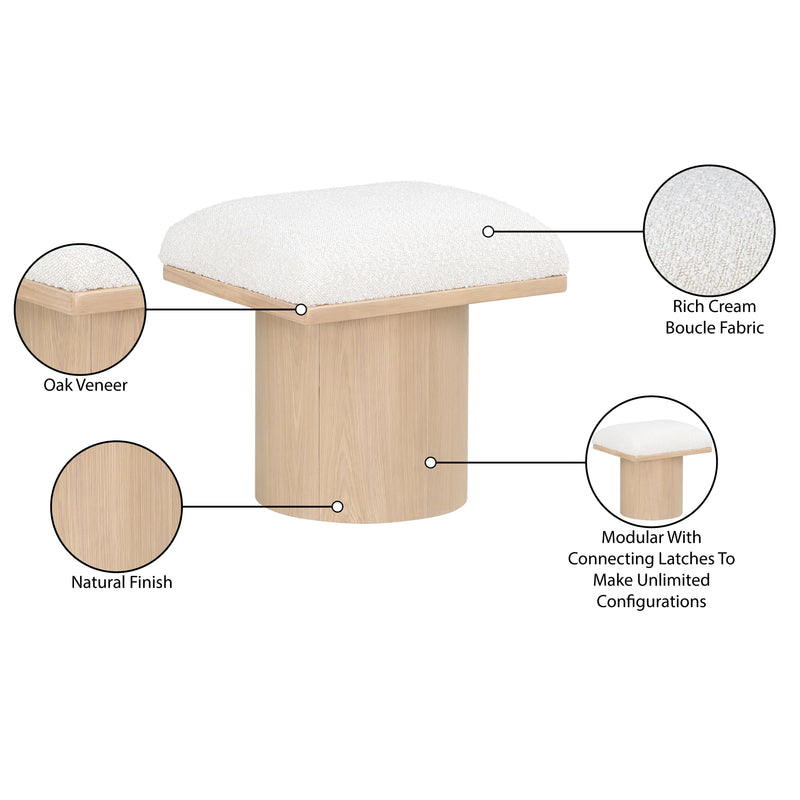 Meridian Pavilion Cream Boucle Fabric Bench/Stool IMAGE 8
