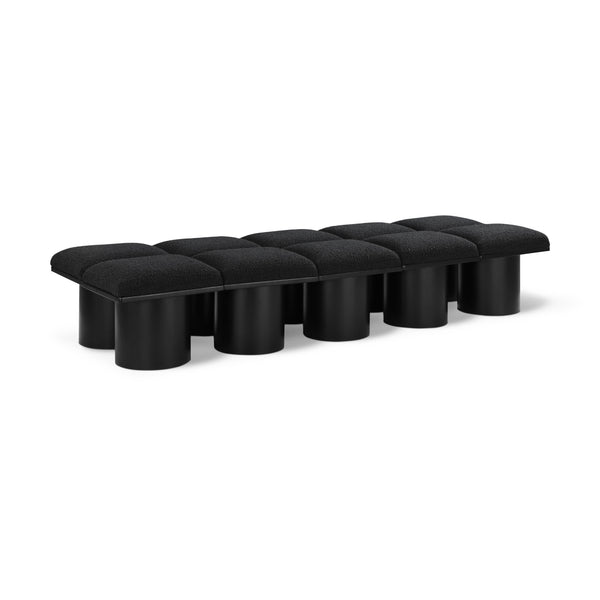 Meridian Pavilion Black Boucle Fabric Bench IMAGE 1