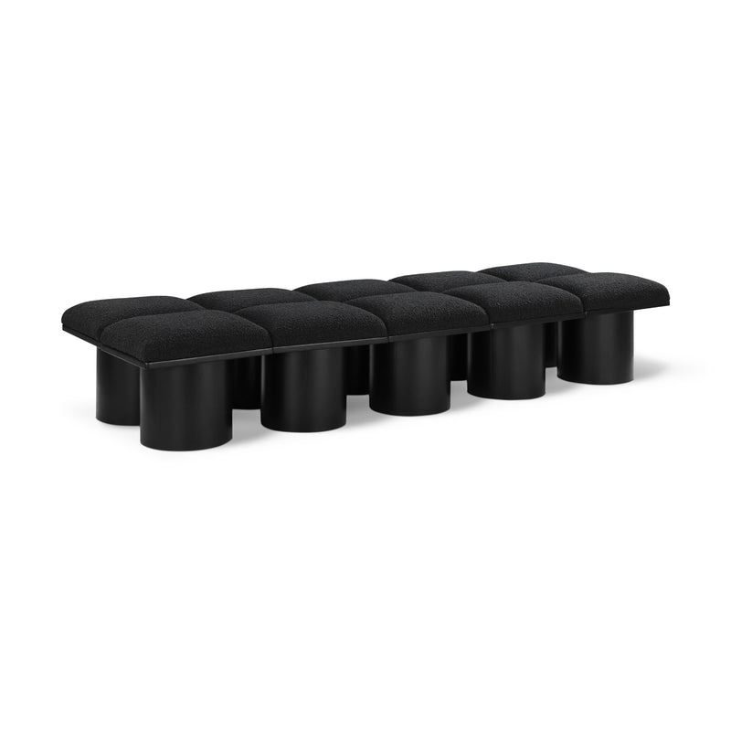 Meridian Pavilion Black Boucle Fabric Bench IMAGE 1