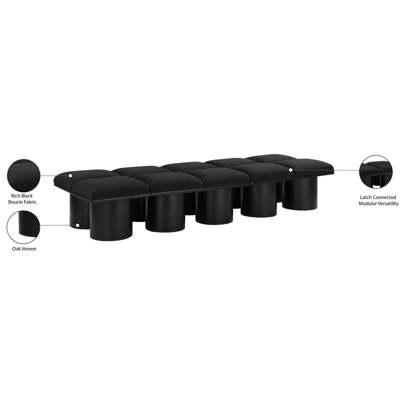 Meridian Pavilion Black Boucle Fabric Bench IMAGE 6