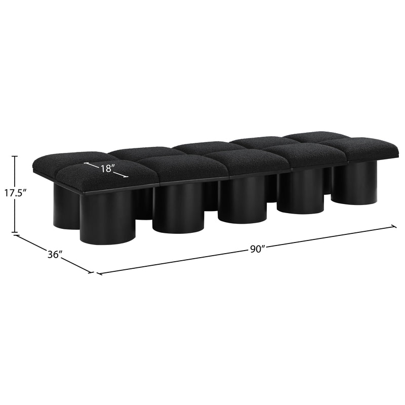 Meridian Pavilion Black Boucle Fabric Bench IMAGE 7