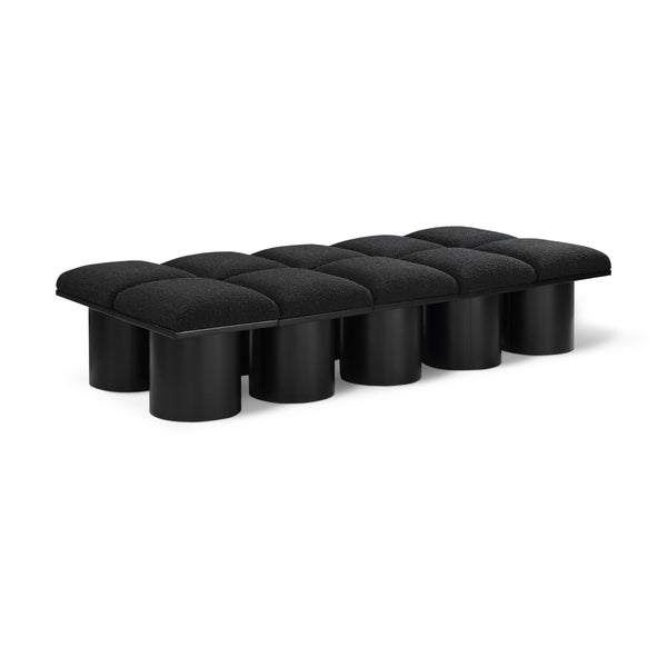 Meridian Pavilion Black Boucle Fabric Bench IMAGE 1