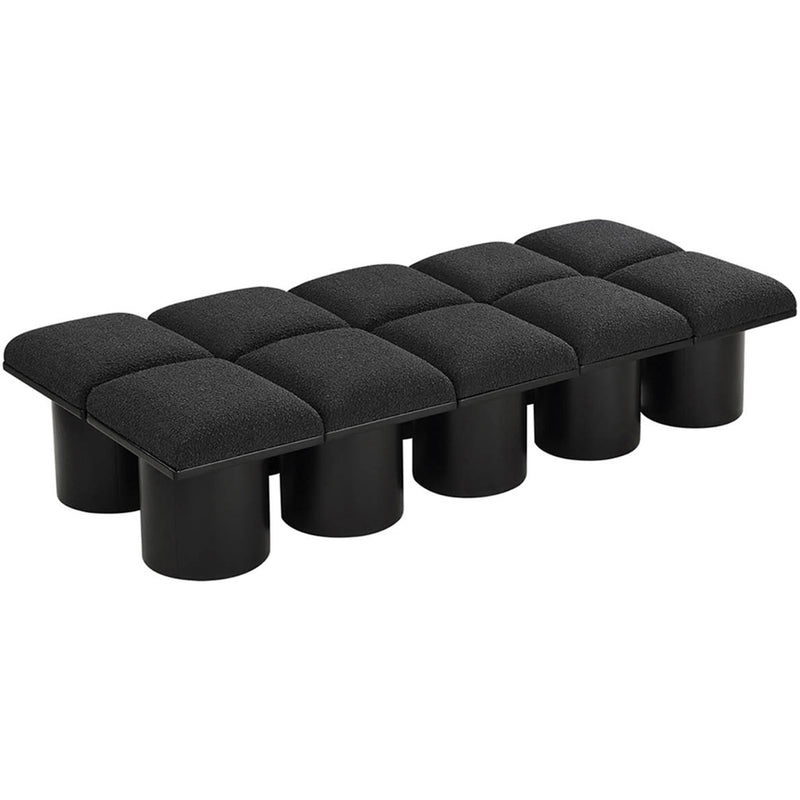 Meridian Pavilion Black Boucle Fabric Bench IMAGE 5