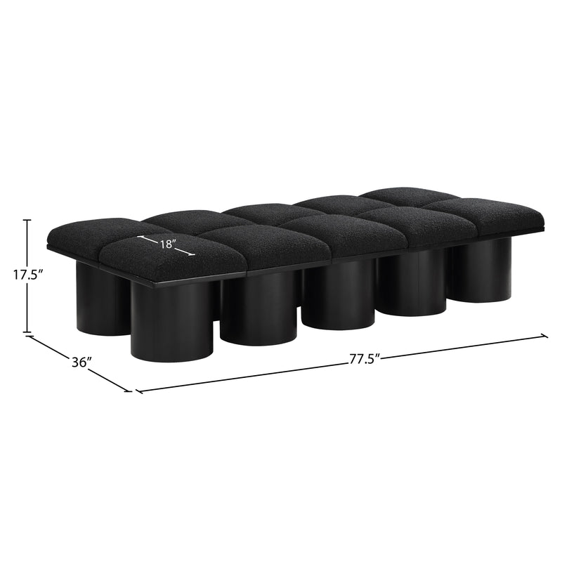 Meridian Pavilion Black Boucle Fabric Bench IMAGE 8